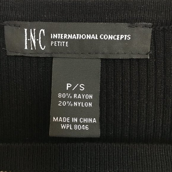 INC Women Ribbed Long Sleeves Sweater Black Cut out Front Petite XS - Picture 4 of 7